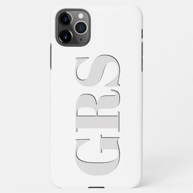 Personalise Monogram, Bold Grey Letters Blk Shadow iPhone Case (Back)