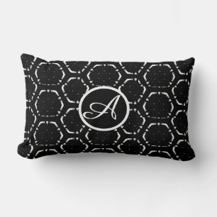 Personalise Monogram Custom B&W Lumbar Pillow