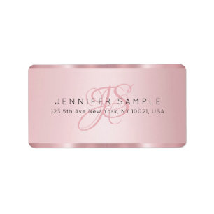 Personalise Monogram Elegant Rose Gold Address Label
