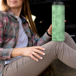 Personalise Monogram Green Soft Colourful Diagonal Thermal Tumbler