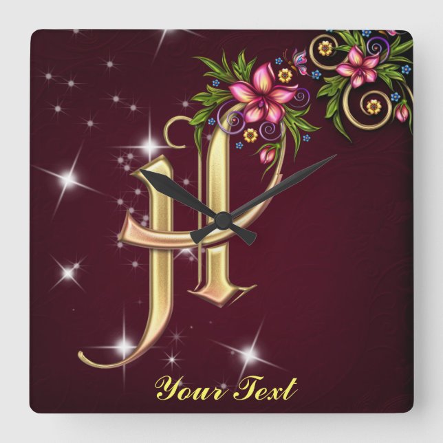 Personalise Monogram H Wall Clock (Front)