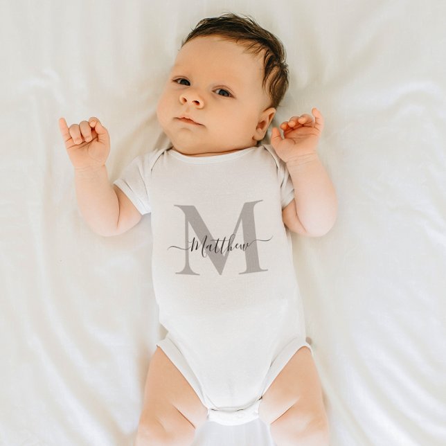 Personalise Monogram Initial Name Baby Bodysuit (Personalize Monogram Initial Name Baby Bodysuit)