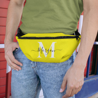 Personalise Monogram Initial Name Bright Yellow Bum Bags