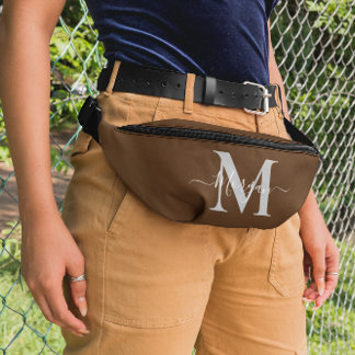 Personalise Monogram Initial Name Brown Bum Bags
