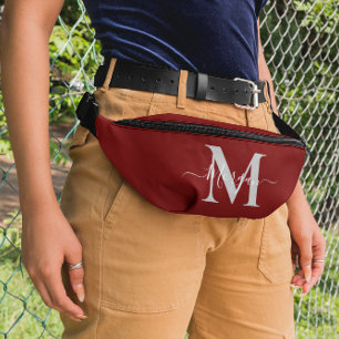 Personalise Monogram Initial Name Dark Red Bum Bags