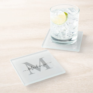 Personalise Monogram Initial Name Glass Coaster