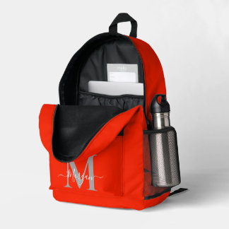 Personalise Monogram Initial Name Orange Printed Backpack