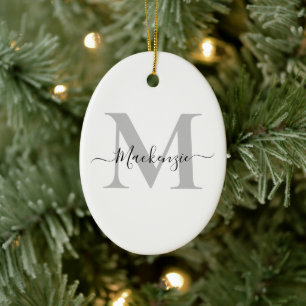Personalise Monogram Initial Name Oval Ceramic Tree Decoration