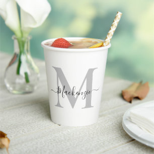 Personalise Monogram Initial Name Paper Cups