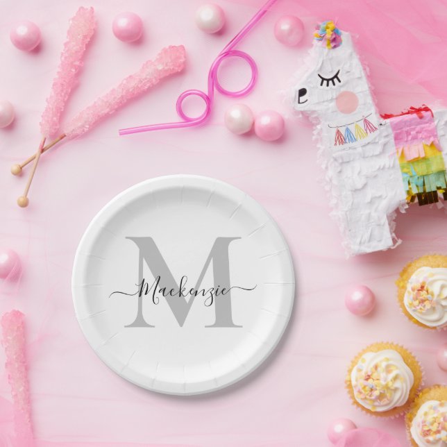 Personalise Monogram Initial Name Paper Plate (Party)