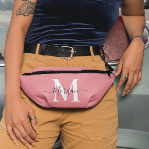 Personalise Monogram Initial Name Pink Bum Bags