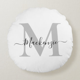 Personalise Monogram Initial Name Round Cushion