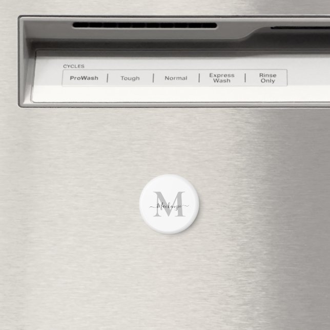 Personalise Monogram Initial Name Round Magnet (In Situ (Dishwasher))