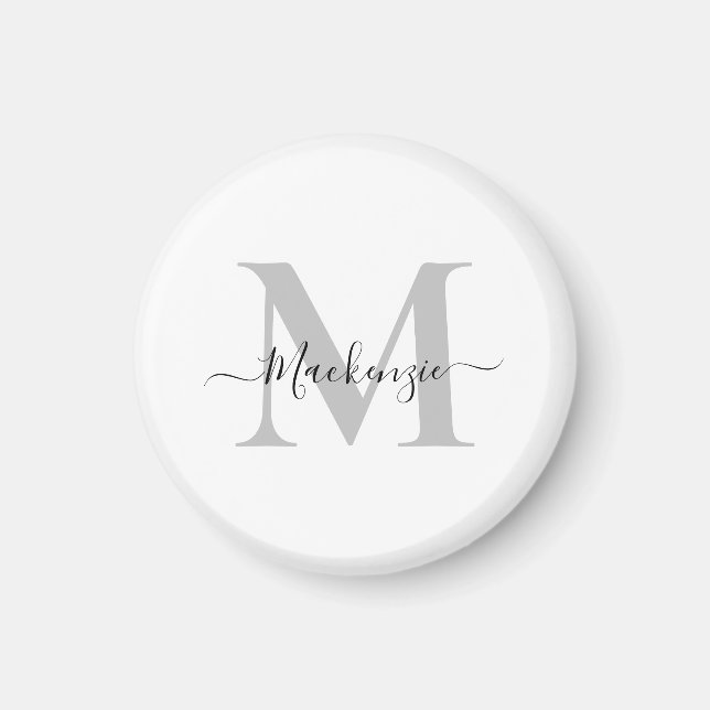 Personalise Monogram Initial Name Round Magnet (Front)