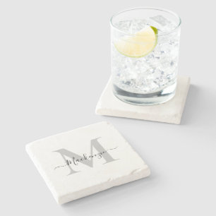 Personalise Monogram Initial Name Stone Coaster