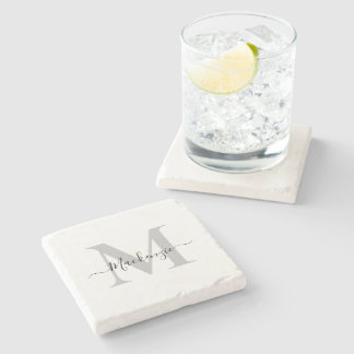Personalise Monogram Initial Name Stone Coaster