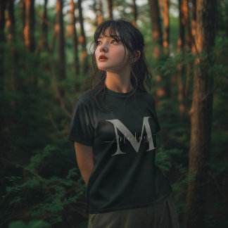 Personalise Monogram Initial Name Women's Dark T-Shirt