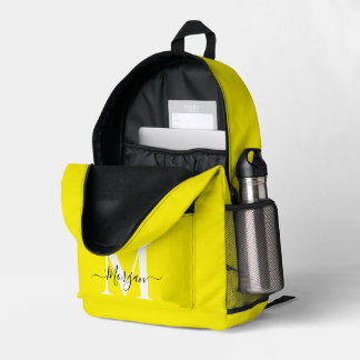 Personalise Monogram Initial Name Yellow Printed Backpack