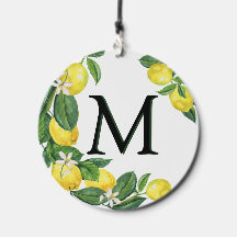 Personalise Monogram Letter Lemon Yellow White 