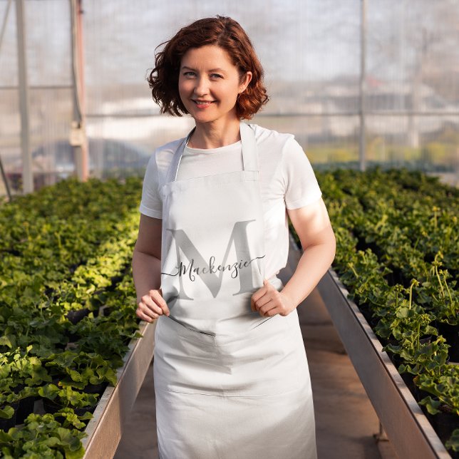 Personalise Monogram Name Add Photo Colour Long Apron (Personalize Monogram Name Add Photo Color Long Apron)