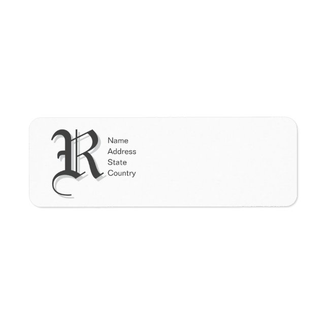 Personalise  Monogram R Return Address Label (Front)