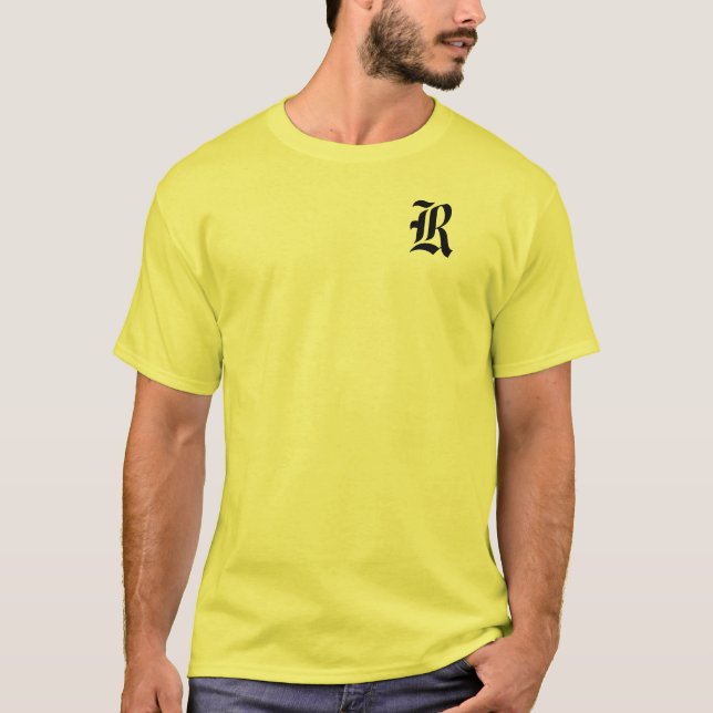 Personalise Monogram R Yellow T-Shirt (Front)