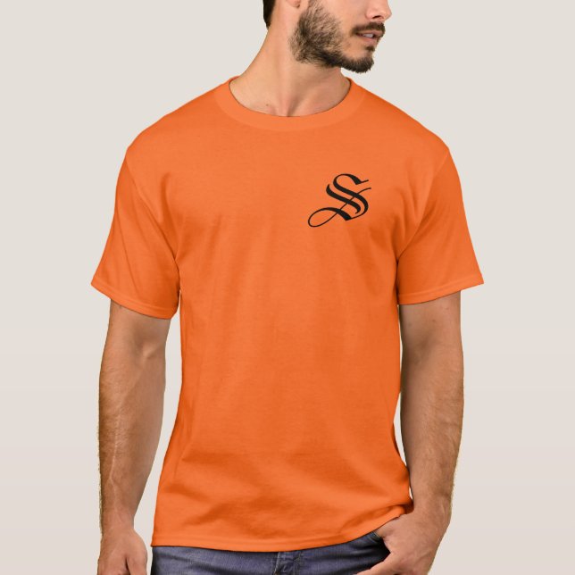 Personalise Monogram S Athletic Orange T-Shirt (Front)
