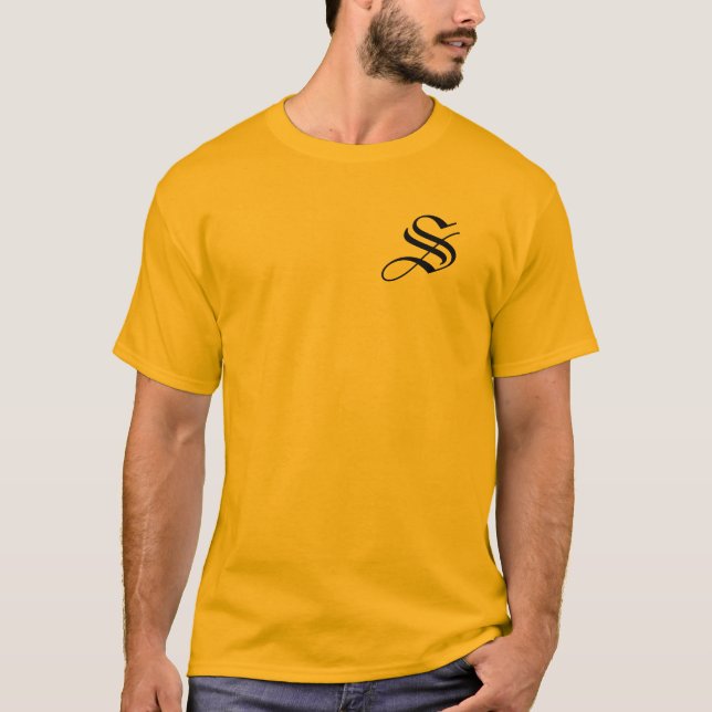 Personalise Monogram S Gold  T-Shirt (Front)