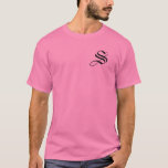 Personalise Monogram S Pink  T-Shirt<br><div class="desc">Style: Men's Basic T-Shirt Comfortable, casual and loose fitting, our heavyweight t-shirt will easily become a closet staple. Made from 100% cotton, it's unisex and wears well on anyone and everyone. We’ve double-needle stitched the bottom and sleeve hems for extra durability. Size & Fit Model is 6’1” and is wearing...</div>