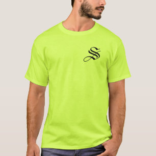 Personalise Monogram S Safety Green  T-Shirt