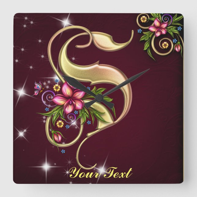 Personalise Monogram S Wall Clock (Front)
