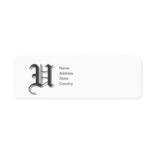 Personalise Monogram U Return Address Label (Front)
