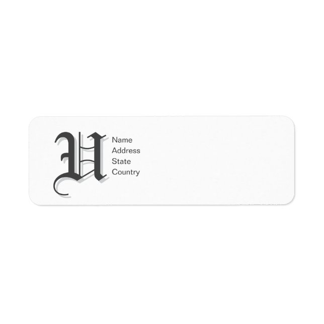 Personalise  Monogram U Return Address Label (Front)
