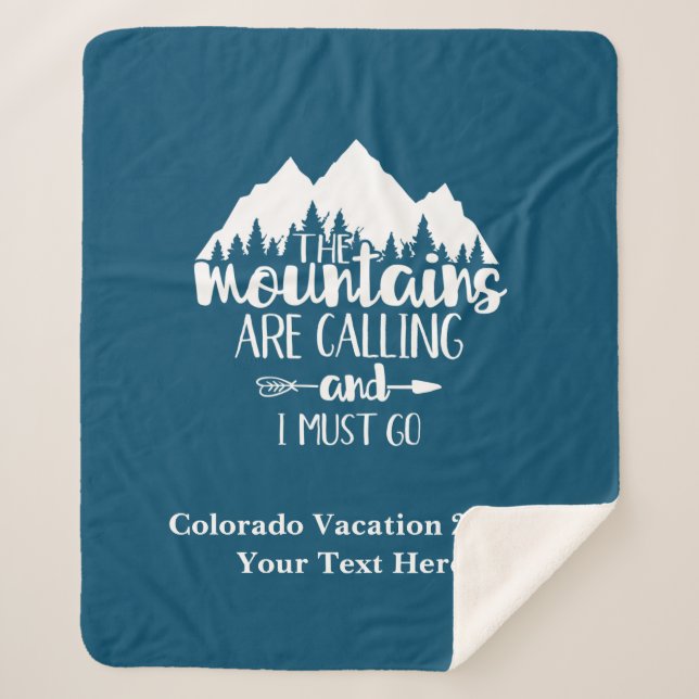 Personalise Mountains Are Calling and I Must Go  Sherpa Blanket (Front)