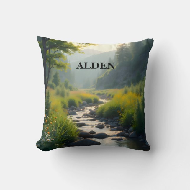 Personalise Mountains Creek  Cushion (Front)