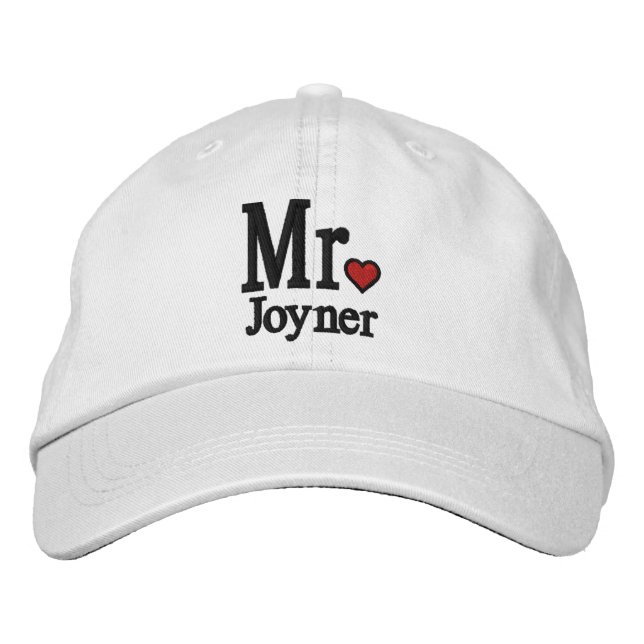 Personalise Mr & Mrs Embroidery Embroidered Cap (Front)