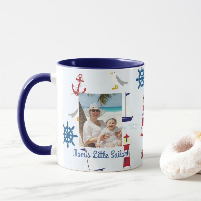 Personalise Mum's Little Sailor Nautical Mug (With Donut)