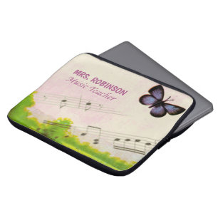 Personalise, Music Butterflies Thanks Teacher Laptop Sleeve