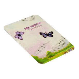 Personalise, Music Butterflies Thanks Teacher Magnet