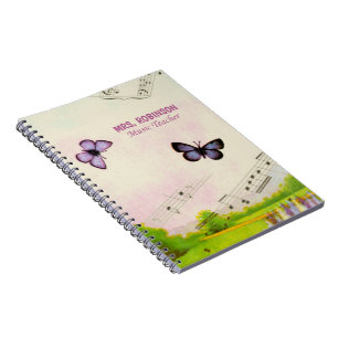 Personalise, Music Butterflies Thanks Teacher Notebook