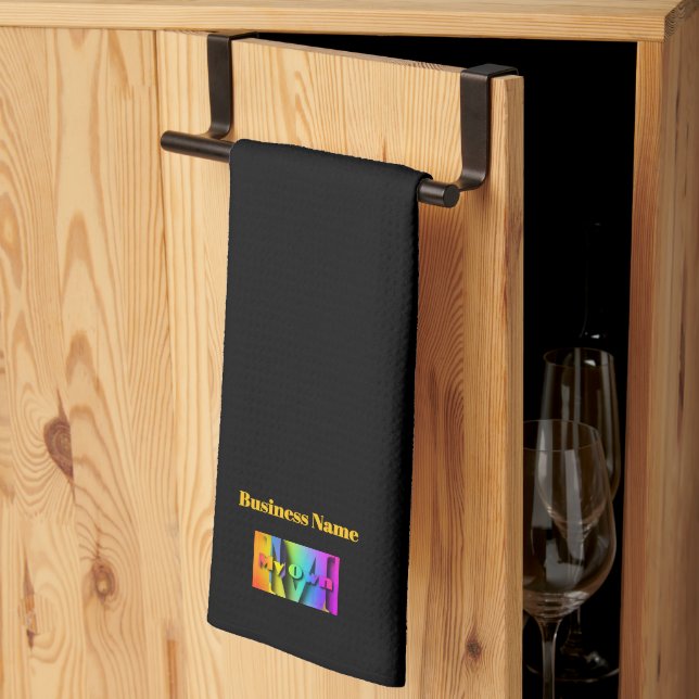 Personalise My Own Cafe Coffee Shop Black  Tea Towel (Thirds Fold)