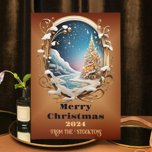 Personalise Name 2024 Christmas Scene Holiday Card