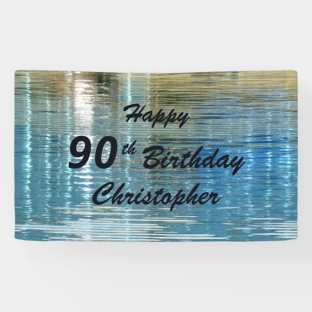 Personalise Name 90th Birthday Reflection in Lake Banner (Horizontal)
