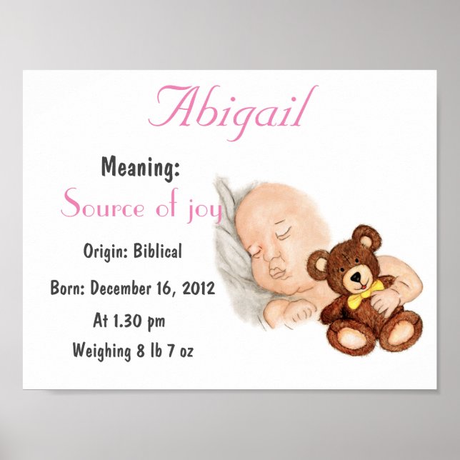 Personalise Name Abigail meaning keepsake Poster (Front)