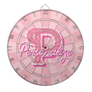 Personalise Name and Letter on Pastel Pink Colour Dartboard