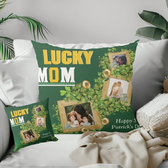 Personalise Name And Photo St. Patrick's Day Green Cushion (Creator Uploaded)