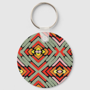 Personalise Name Artsy Southwestern Pattern Key Ring