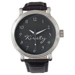 Personalise Name-Black Face/White Numbers Watch
