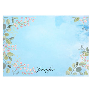 Personalise Name Blue Sky Simple Floral Border Post-it Notes
