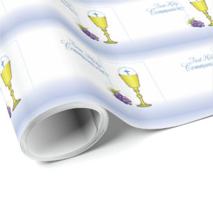 Personalise Name Boy First Communion Chalice, Host Wrapping Paper